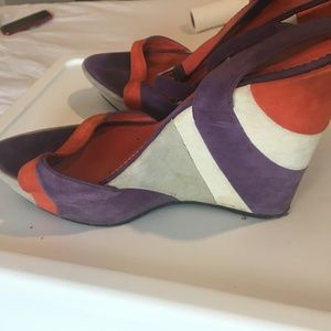 Yves Saint Laurent Purple and Red wedge, 7.5